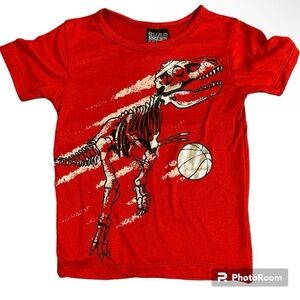 Quad Seven Boys Dinosaur T-Shirt Red Size 4 Short Sleeve Graphic Tee